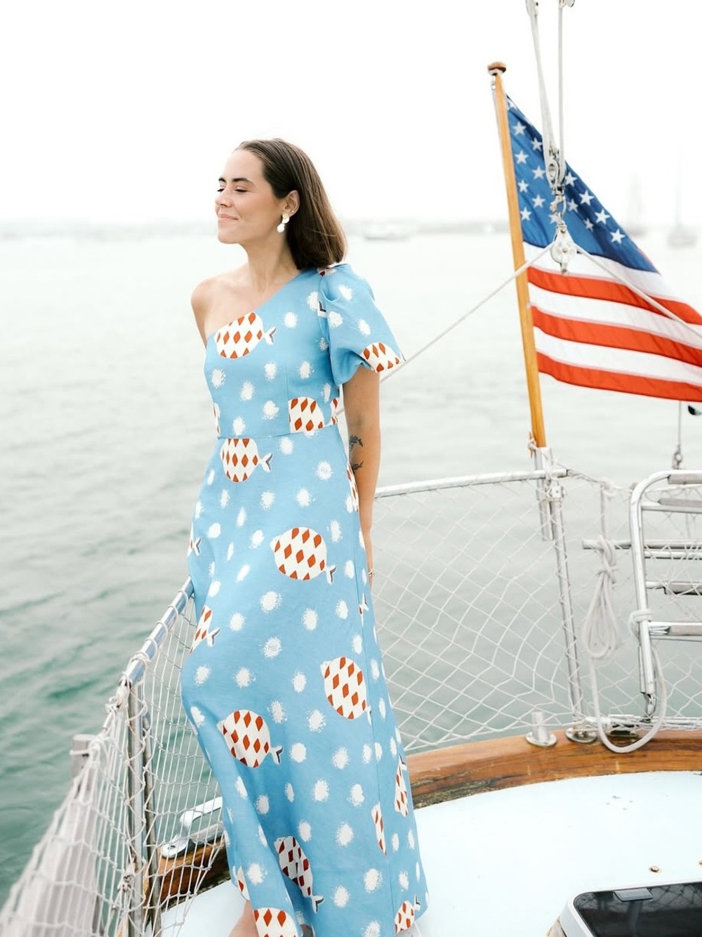 NWT Hunter Bell Carmen Fish Linen Maxi Dress